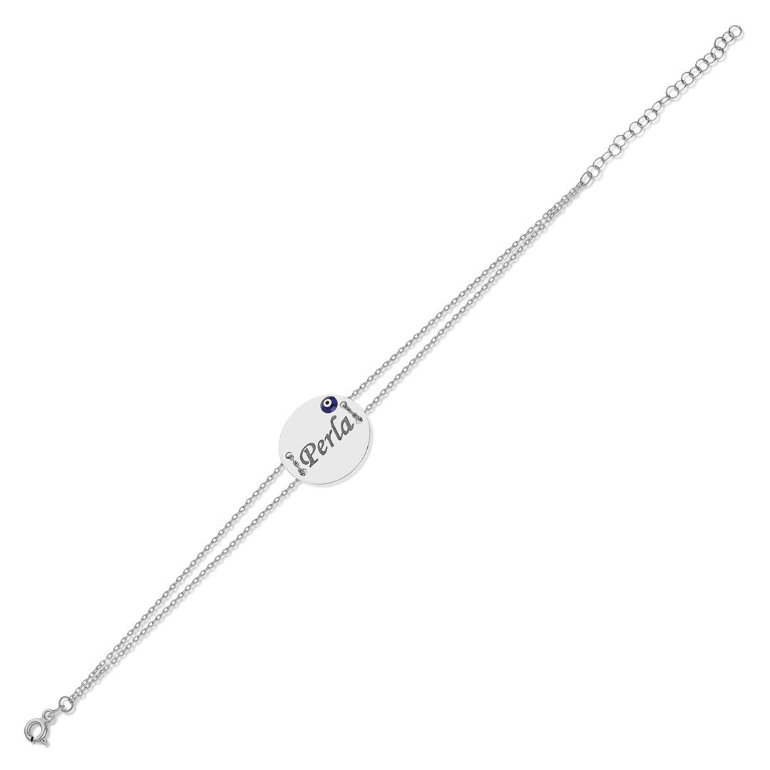 Nazar Plakalı İsimli Bileklik - 925 GÜMÜŞ