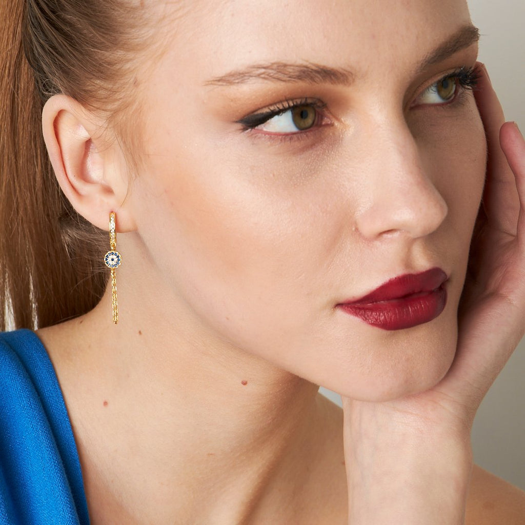 Sallantılı Nazar Küpe - 925 GÜMÜŞ