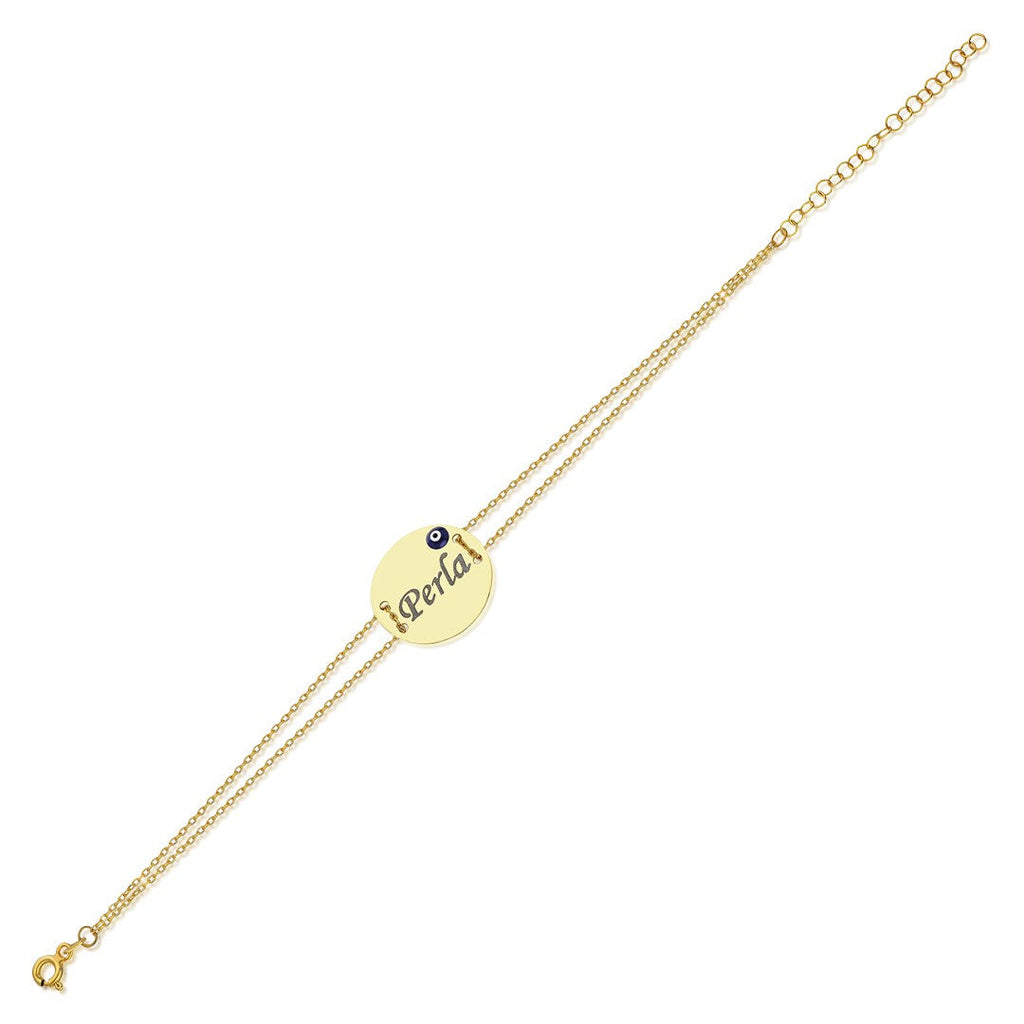 Nazar Plakalı İsimli Bileklik - 925 GÜMÜŞ