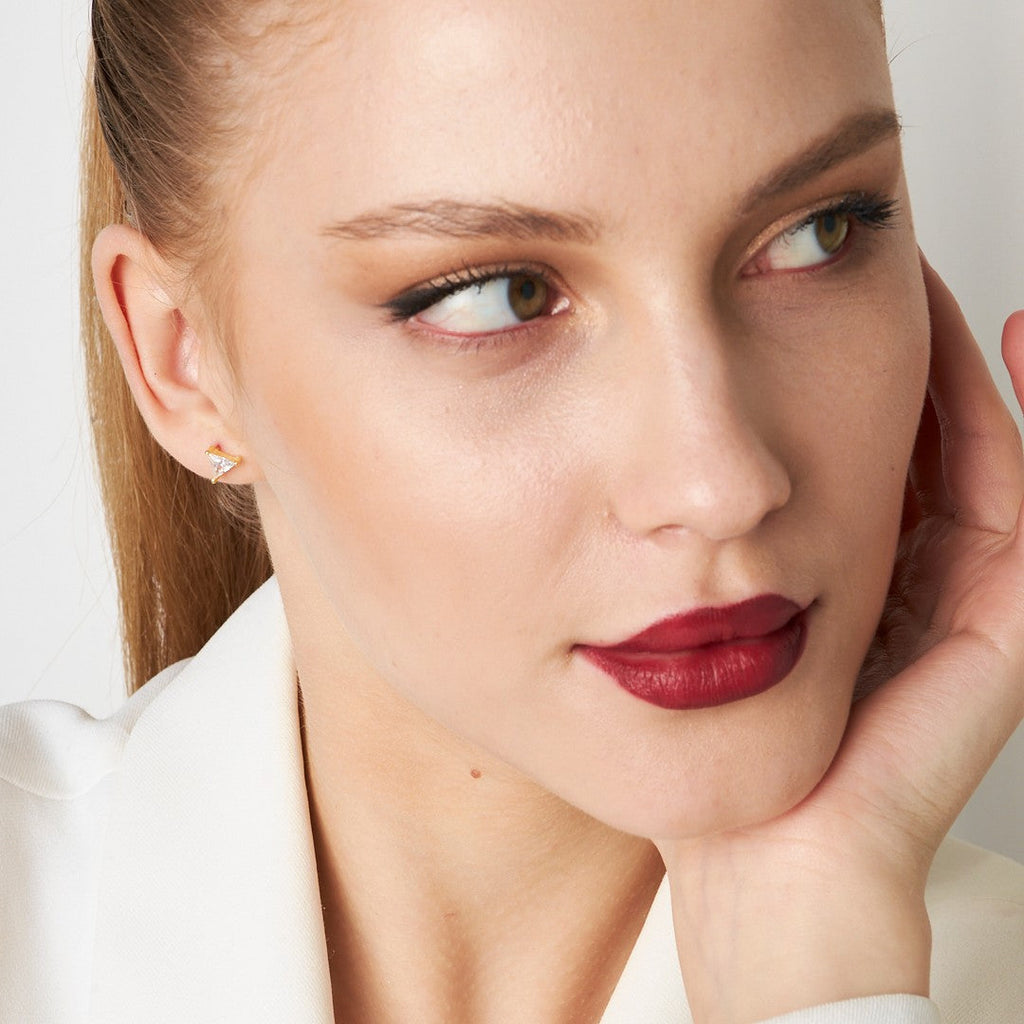 Üçgen Baget Küpe - 925 GÜMÜŞ