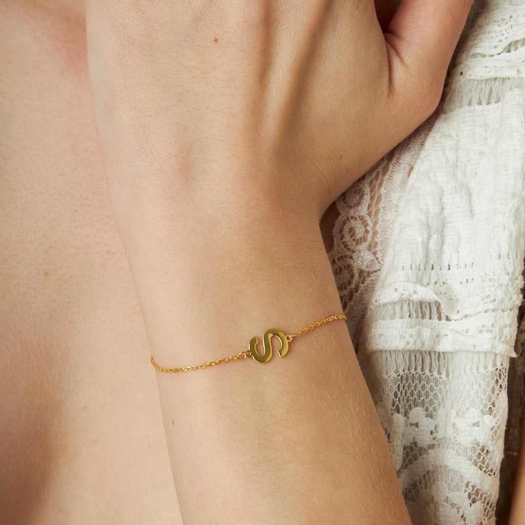 İsimli Bileklik - Basit Harfli Bileklik - 925 GÜMÜŞ