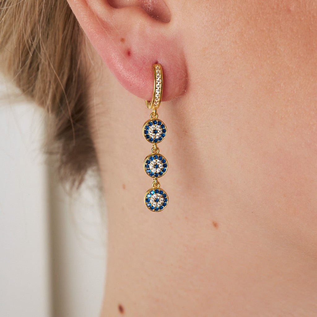 Sıralı Nazar Küpe - 925 GÜMÜŞ