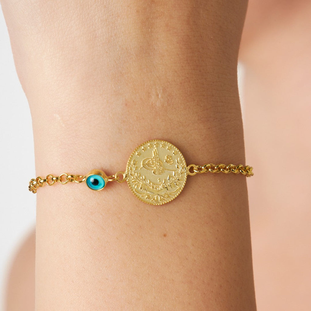 Nazar Tuğrası İnce Zincir Bileklik - 925 GÜMÜŞ