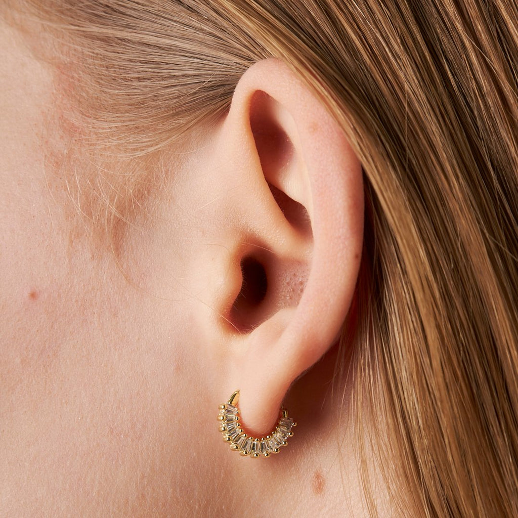 Baget Sıralı Yuvarlak Piercing - 925 GÜMÜŞ