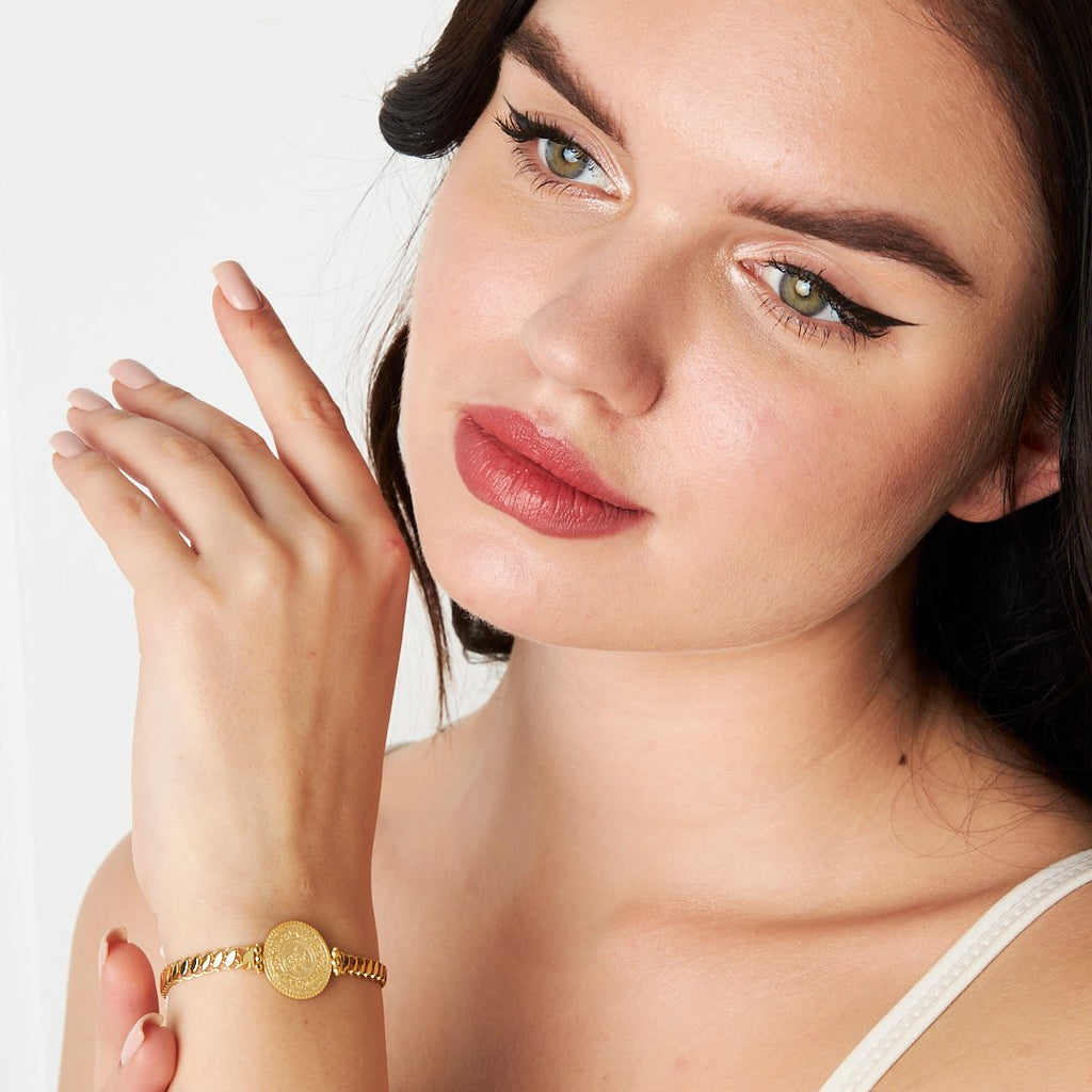 Monogram Oval Zincir Bileklik - 925 GÜMÜŞ