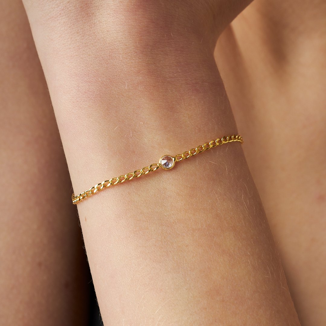 Tek Taş Bileklik - 925 GÜMÜŞ