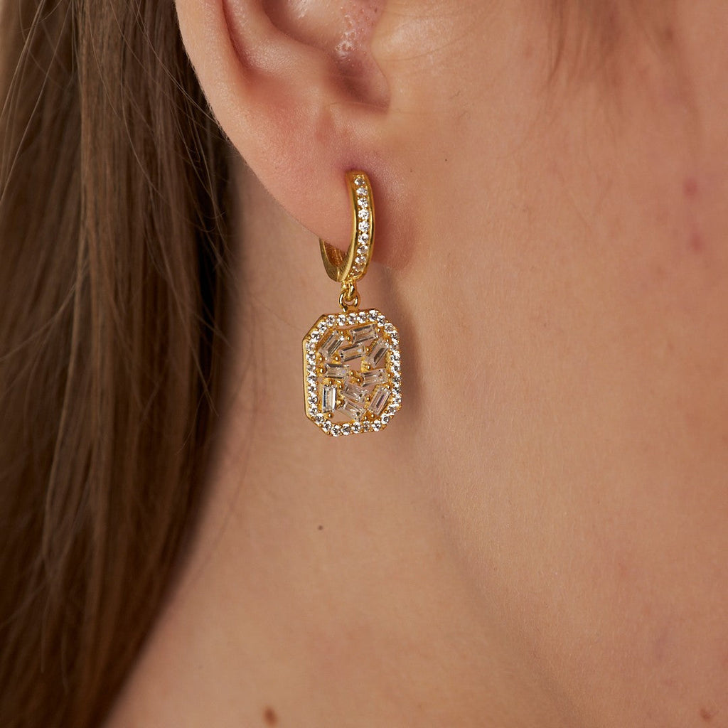 Baget Taşlı Küpe - 925 GÜMÜŞ