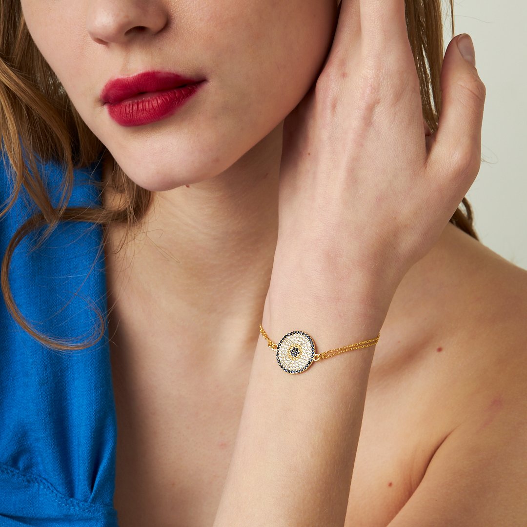 Büyük Sosyete Gözü Bilezik - 925 GÜMÜŞ