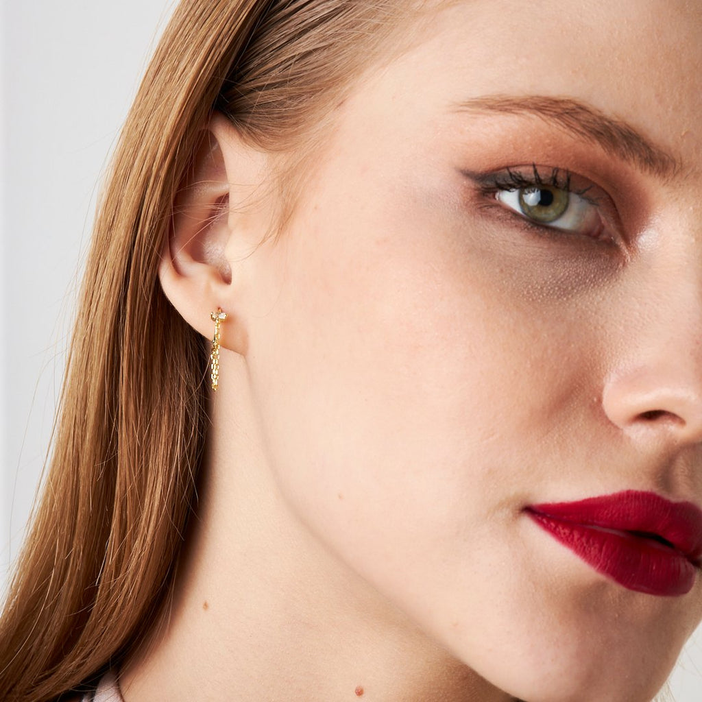 Beget Taşlı Zincir Piercing - 925 GÜMÜŞ