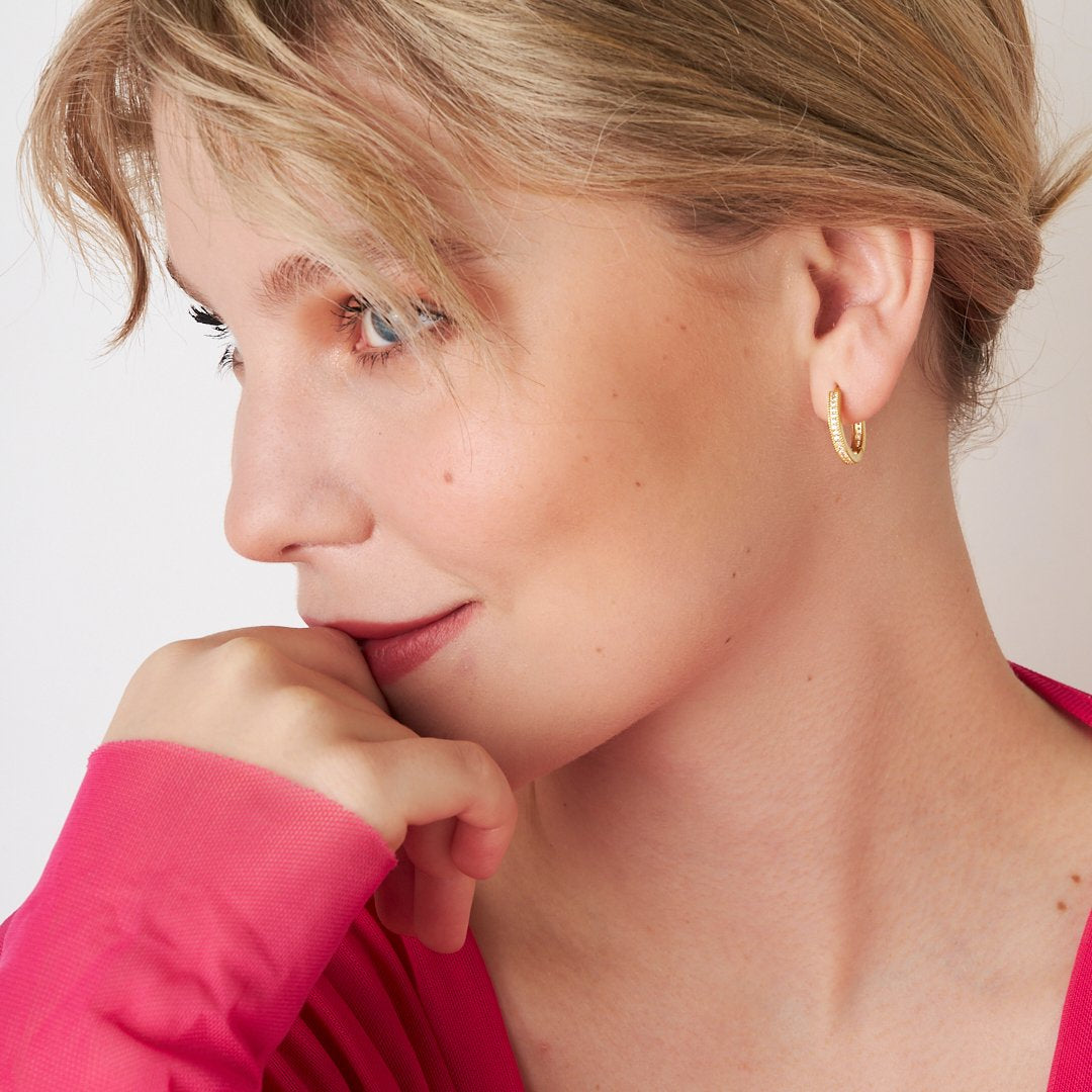 Taşlı Yuvarlak Küpe - 925 GÜMÜŞ