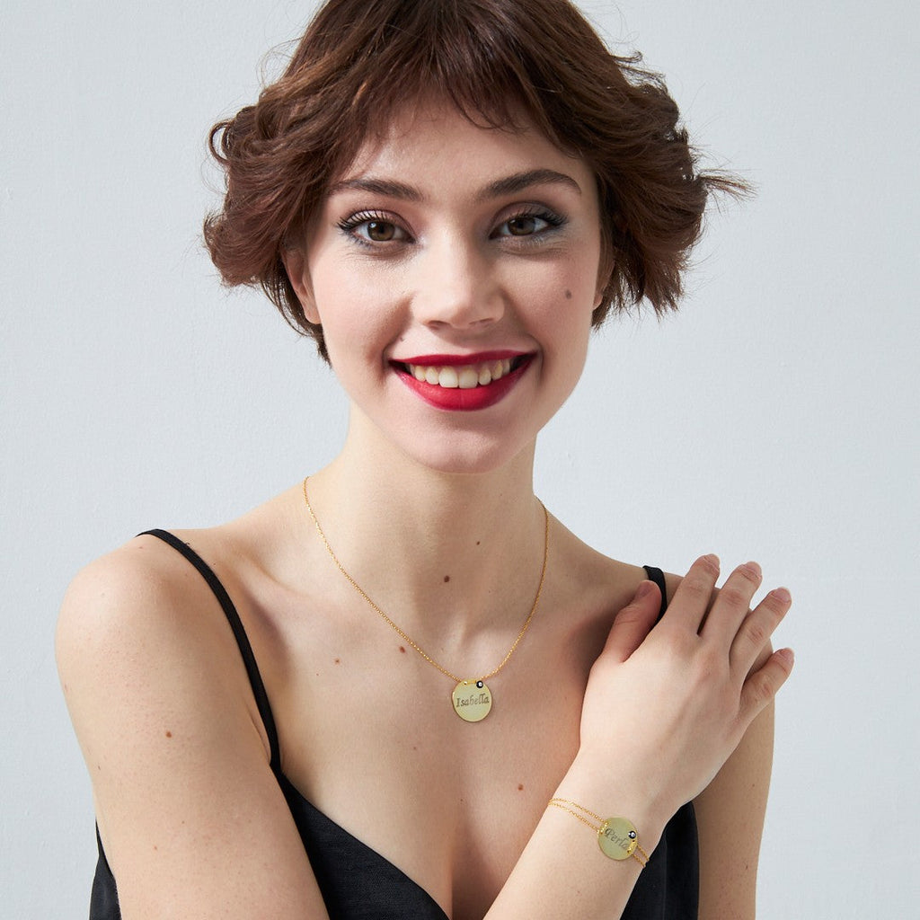 Nazar Plaka İsimli Zincir Seti - 925 GÜMÜŞ