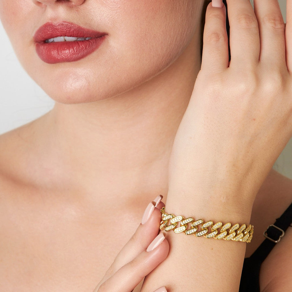 Taşlı Kalın Gurme Bileklik - 925 GÜMÜŞ