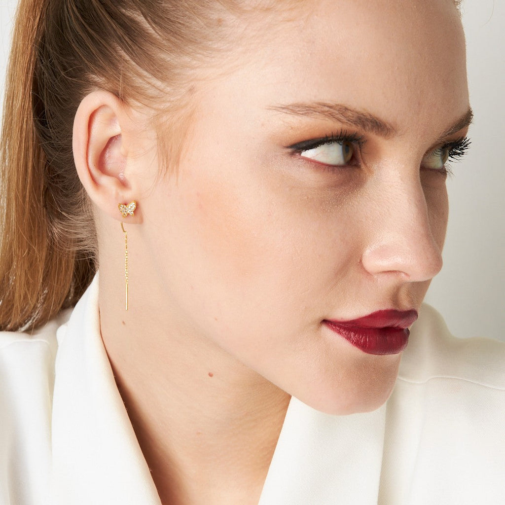 Kelebek Detaylı Küpe - 925 GÜMÜŞ