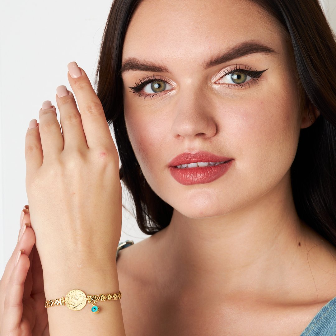 Dört Yapraklı Yonca Zincirli Nazar Bileklik - 925 GÜMÜŞ