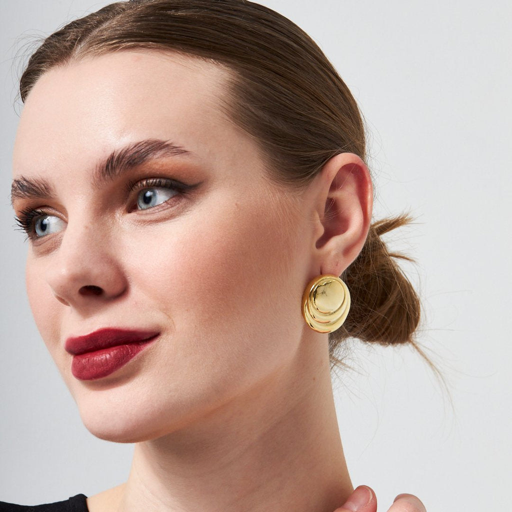 Büyük Düğme Küpe - 925 GÜMÜŞ