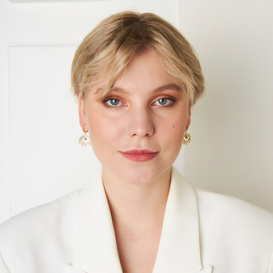 Göz Efektli Model Küpe - 925 GÜMÜŞ