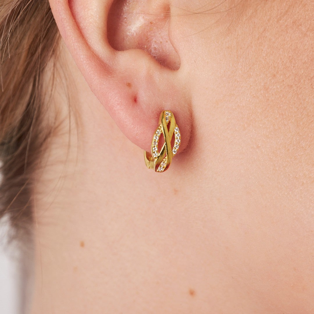 Taşlı Sonsuzluk Küpe - 925 GÜMÜŞ