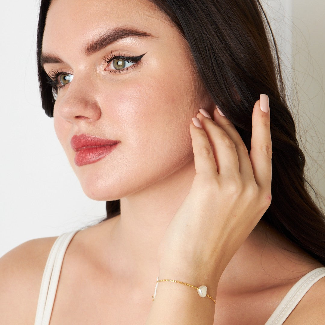 Beyaz Kalpli Bileklik - 925 GÜMÜŞ