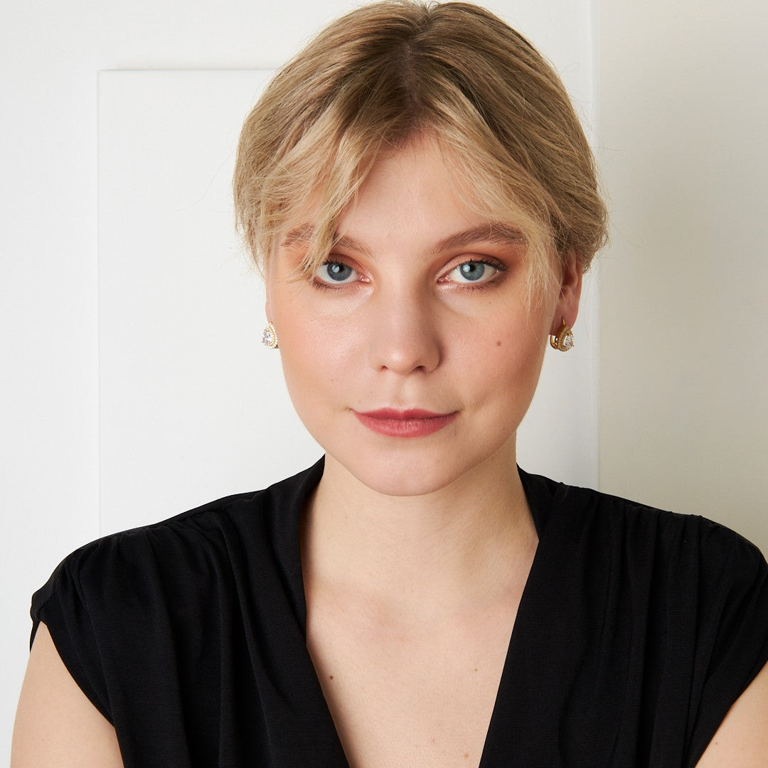 Gözyaşı taşlı pırlanta küpe - 925 GÜMÜŞ