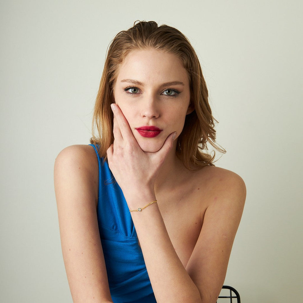 Tek Gözlü Zincir Bileklik - 925 GÜMÜŞ