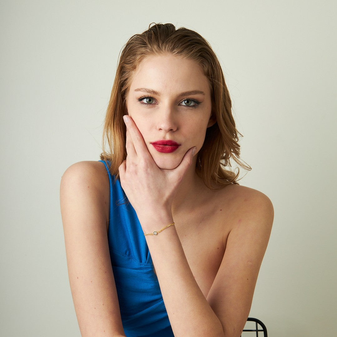 Tek Gözlü Zincir Bileklik - 925 GÜMÜŞ