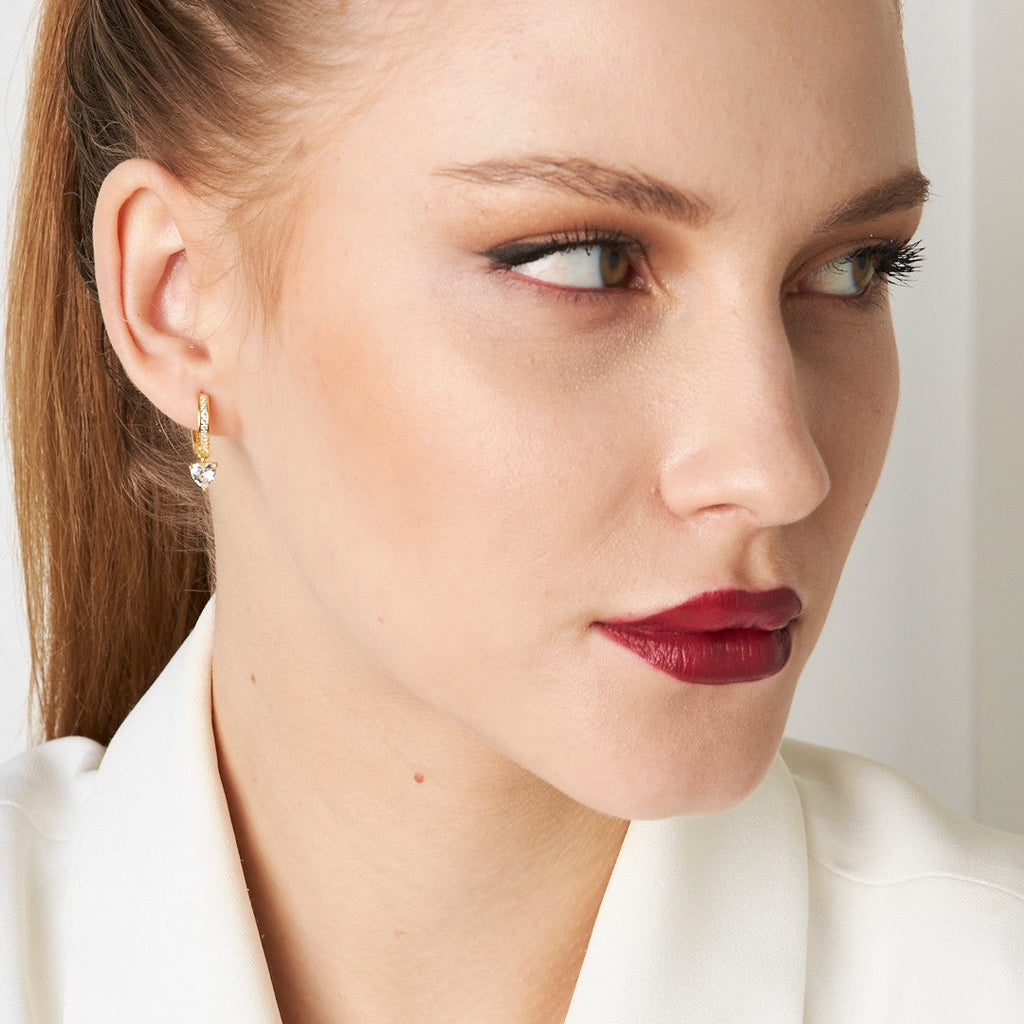 Kalpli Tek Taş Küpe - 925 GÜMÜŞ