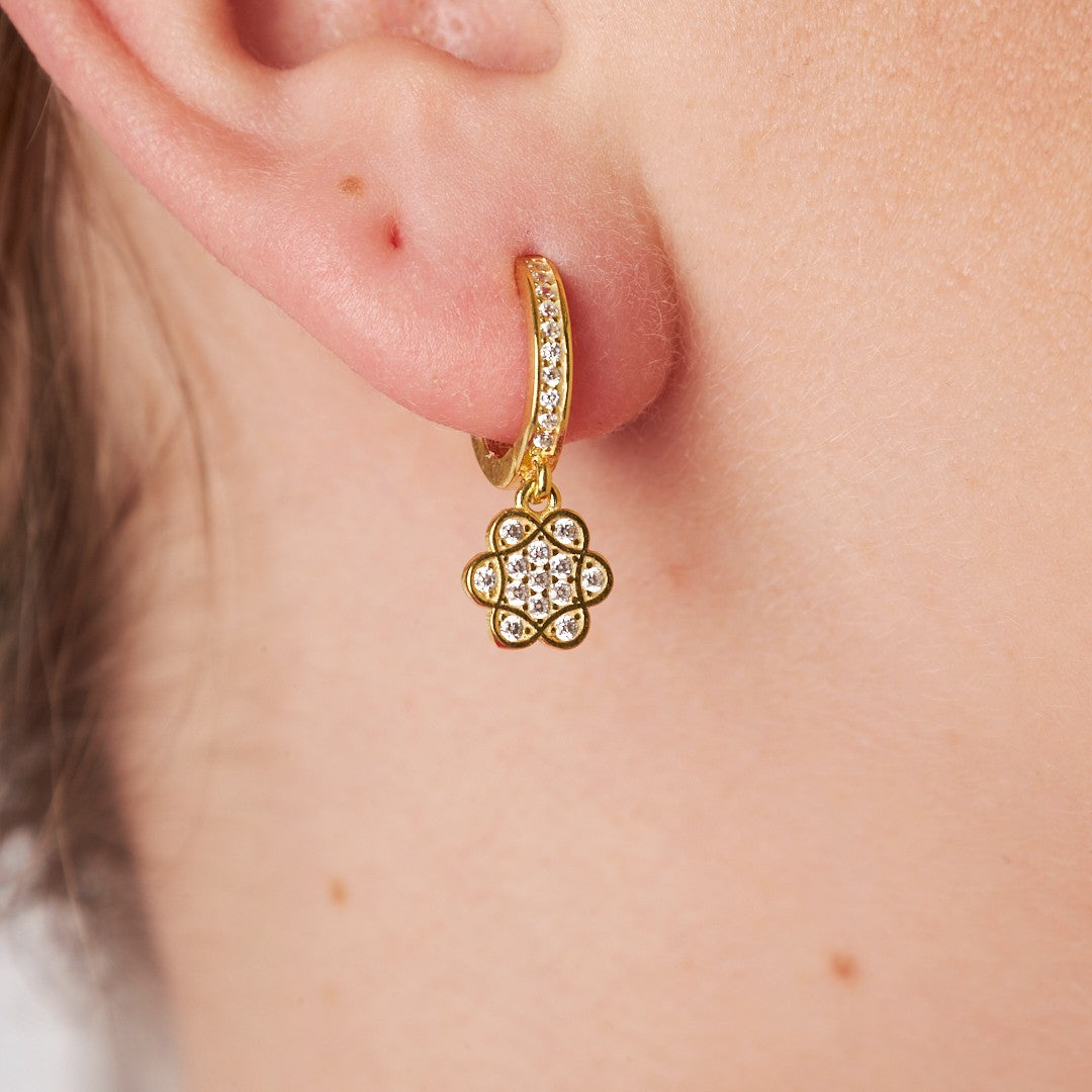 Taşlı Çiçek Küpeleri - 925 GÜMÜŞ