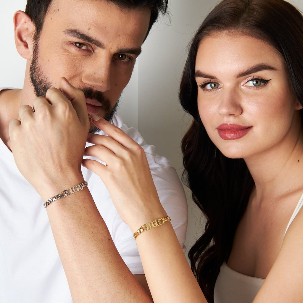 Küba Zincir İsimli Bileklik Seti - 925 GÜMÜŞ