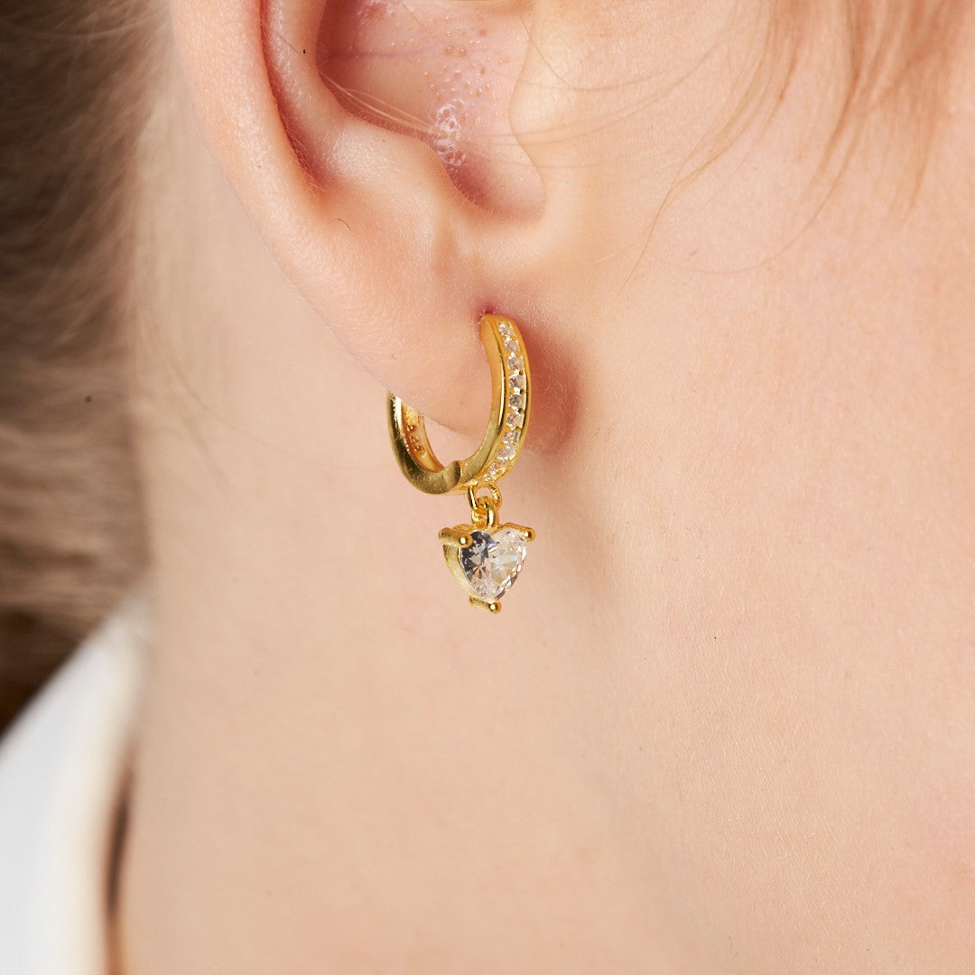 Kalpli Tek Taş Küpe - 925 GÜMÜŞ