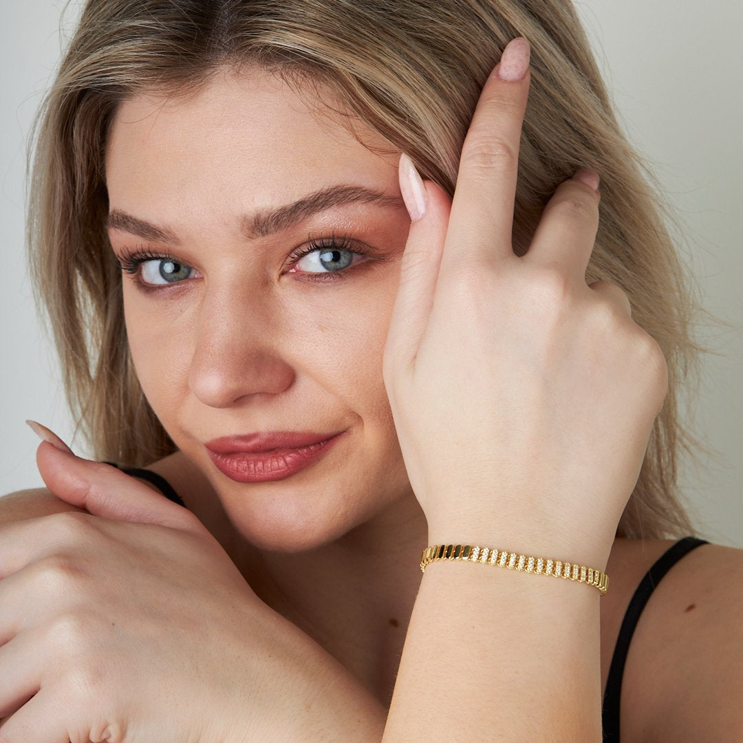 Lüks Taşlı Bileklik - 925 GÜMÜŞ