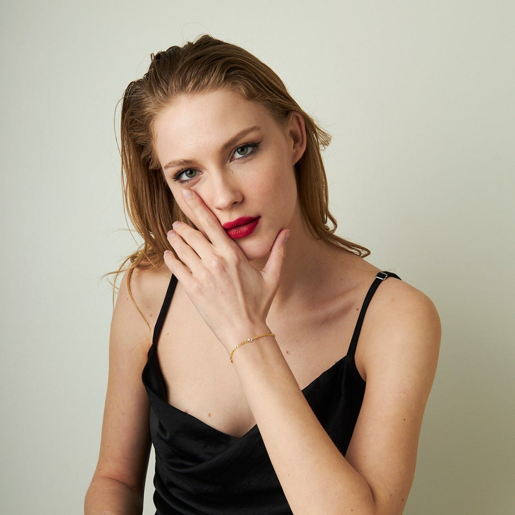 Küçük Taşlı Zincir Bileklik - 925 GÜMÜŞ