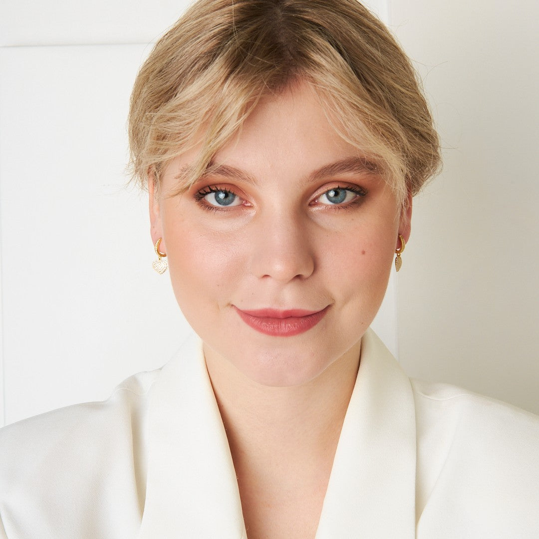 Kalpli Taşlı Küpe - 925 GÜMÜŞ