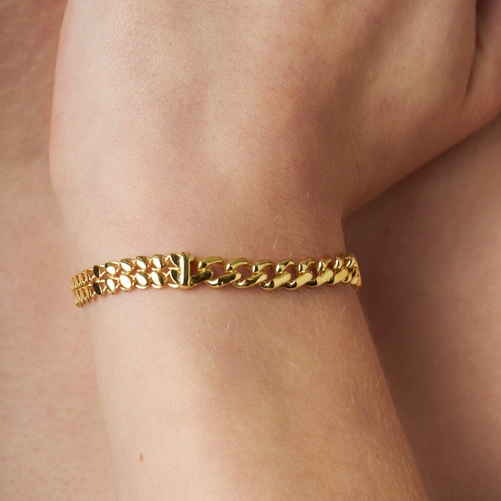 Küba Zincir Bağlantı Bilezik - 925 GÜMÜŞ