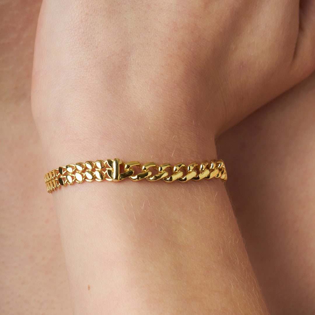 Küba Zincir Bağlantı Bilezik - 925 GÜMÜŞ