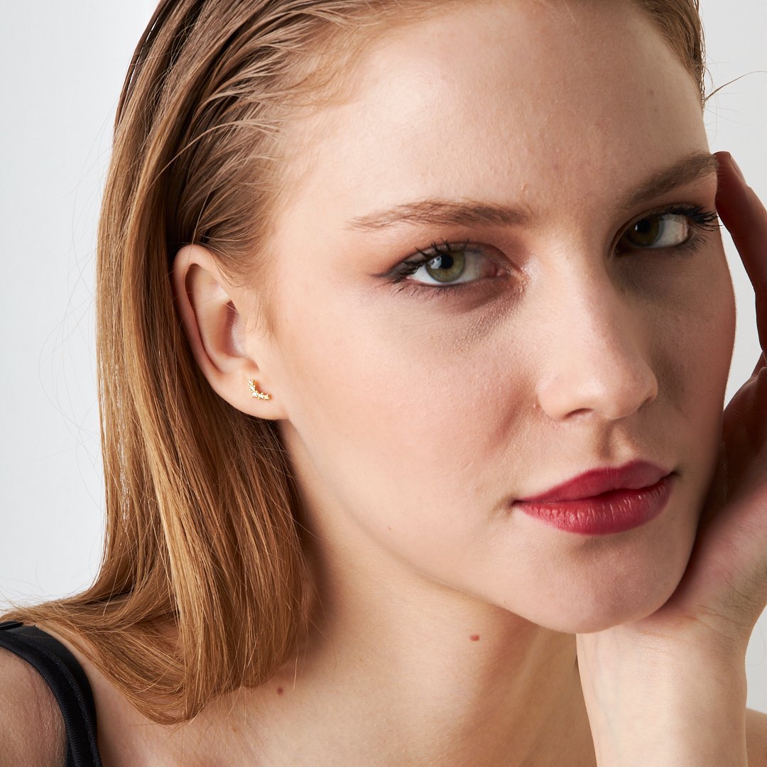 Minimal Taşlı Piercing - 925 GÜMÜŞ