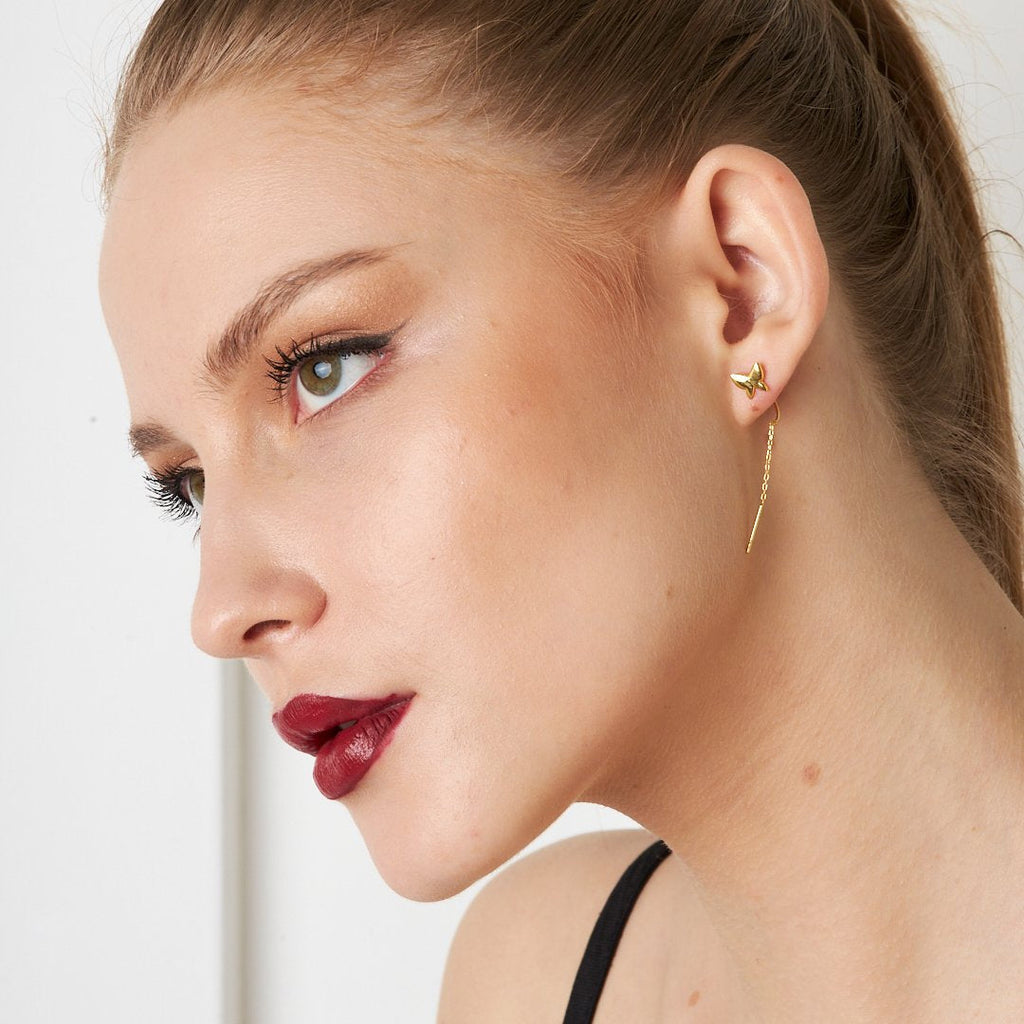 Basit Kelebek Zincir Küpe - 925 GÜMÜŞ