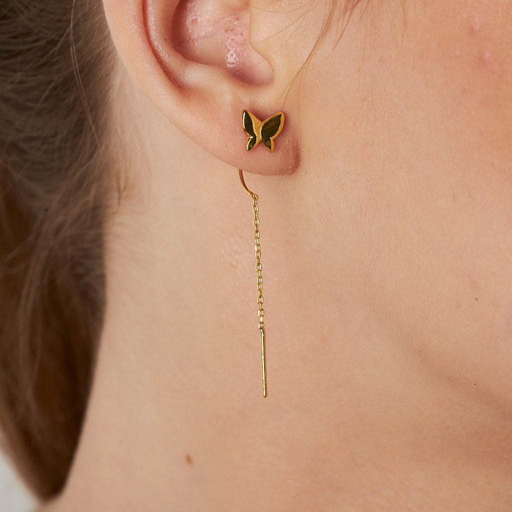 Basit Kelebek Zincir Küpe - 925 GÜMÜŞ