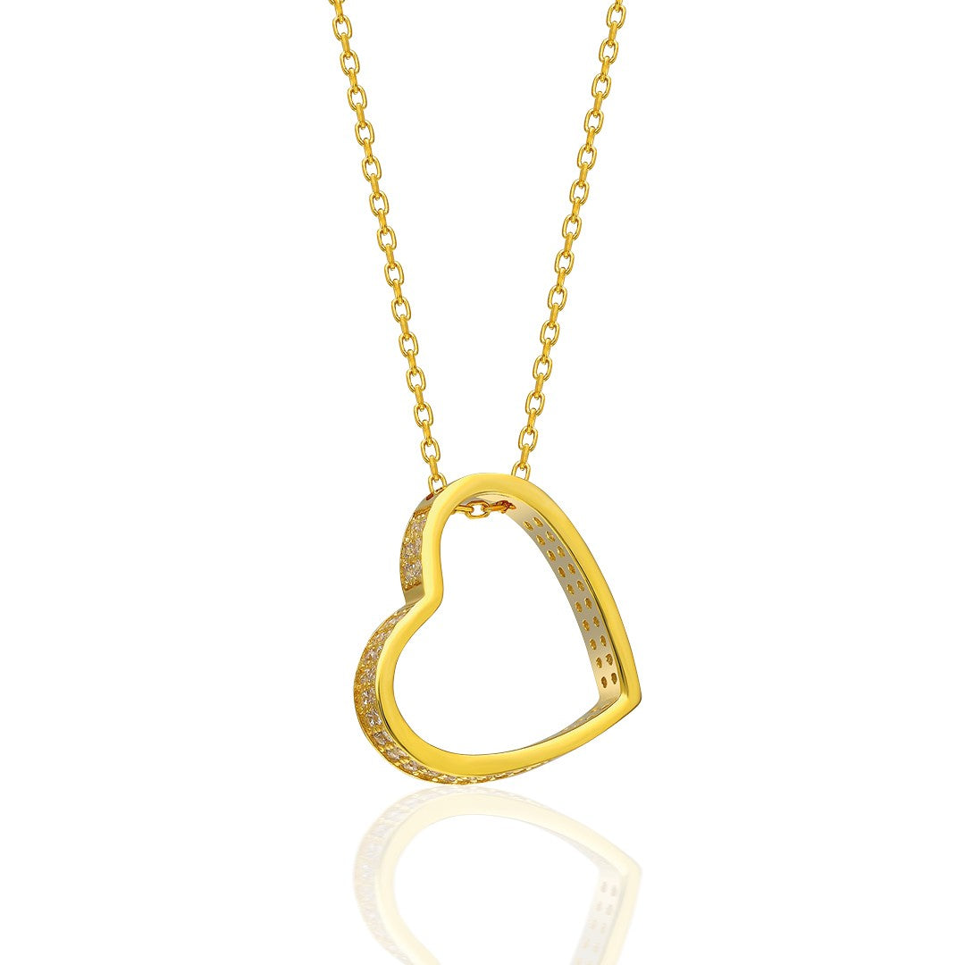 Yan Kalp Kolye - 925 GÜMÜŞ