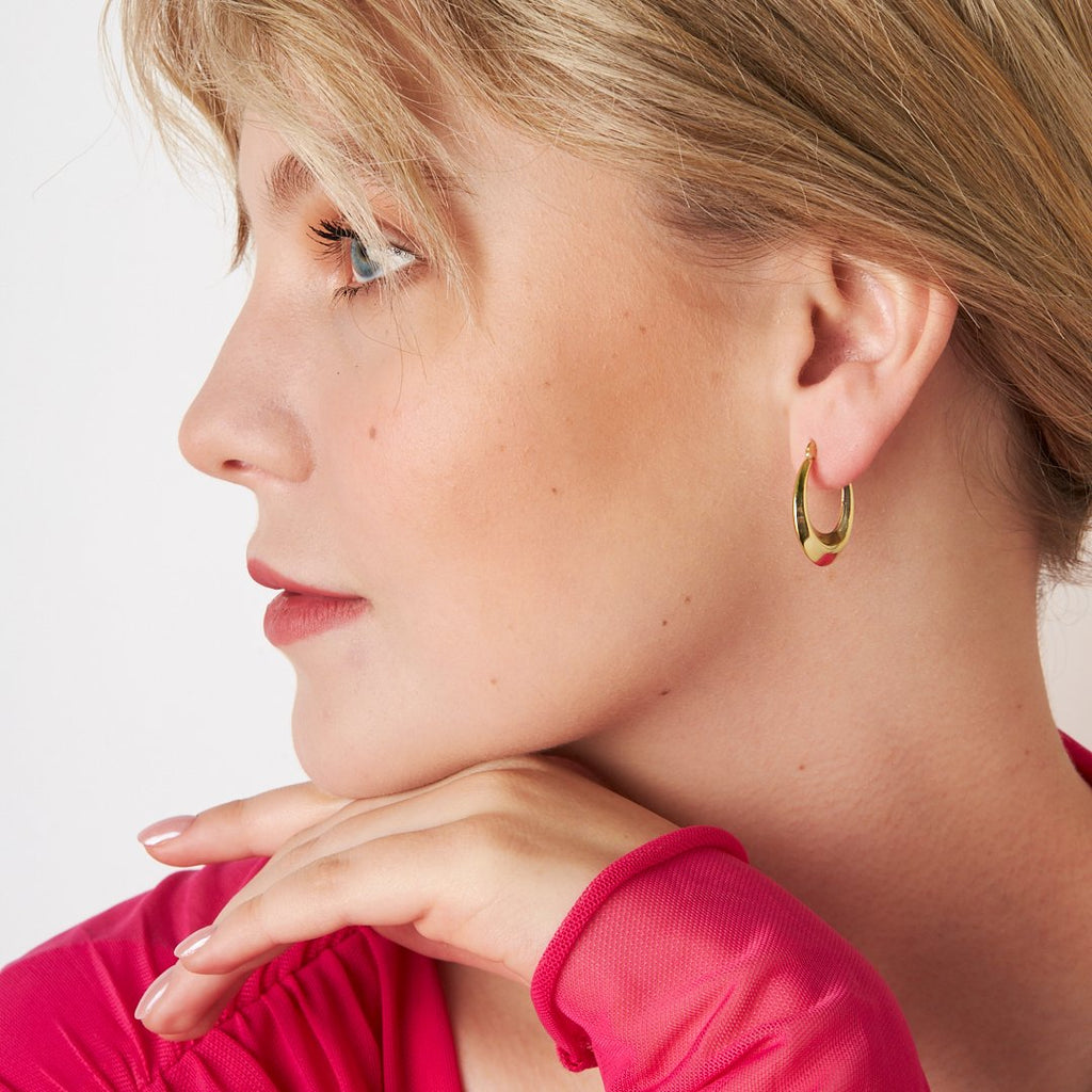 Oval Kavisli Küpe - 925 GÜMÜŞ