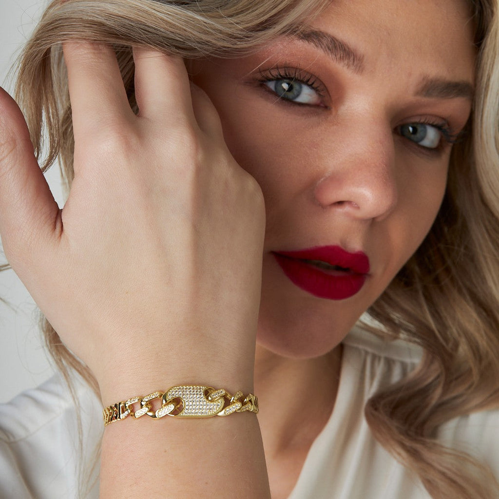 Zincir Düğmeli Bilezik - 925 GÜMÜŞ