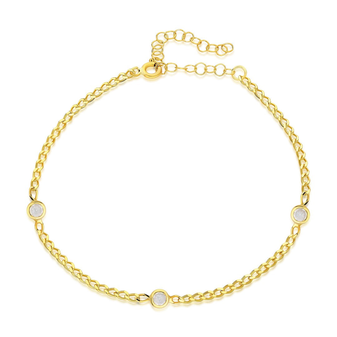 Küçük Taşlı Zincir Bileklik - 925 GÜMÜŞ