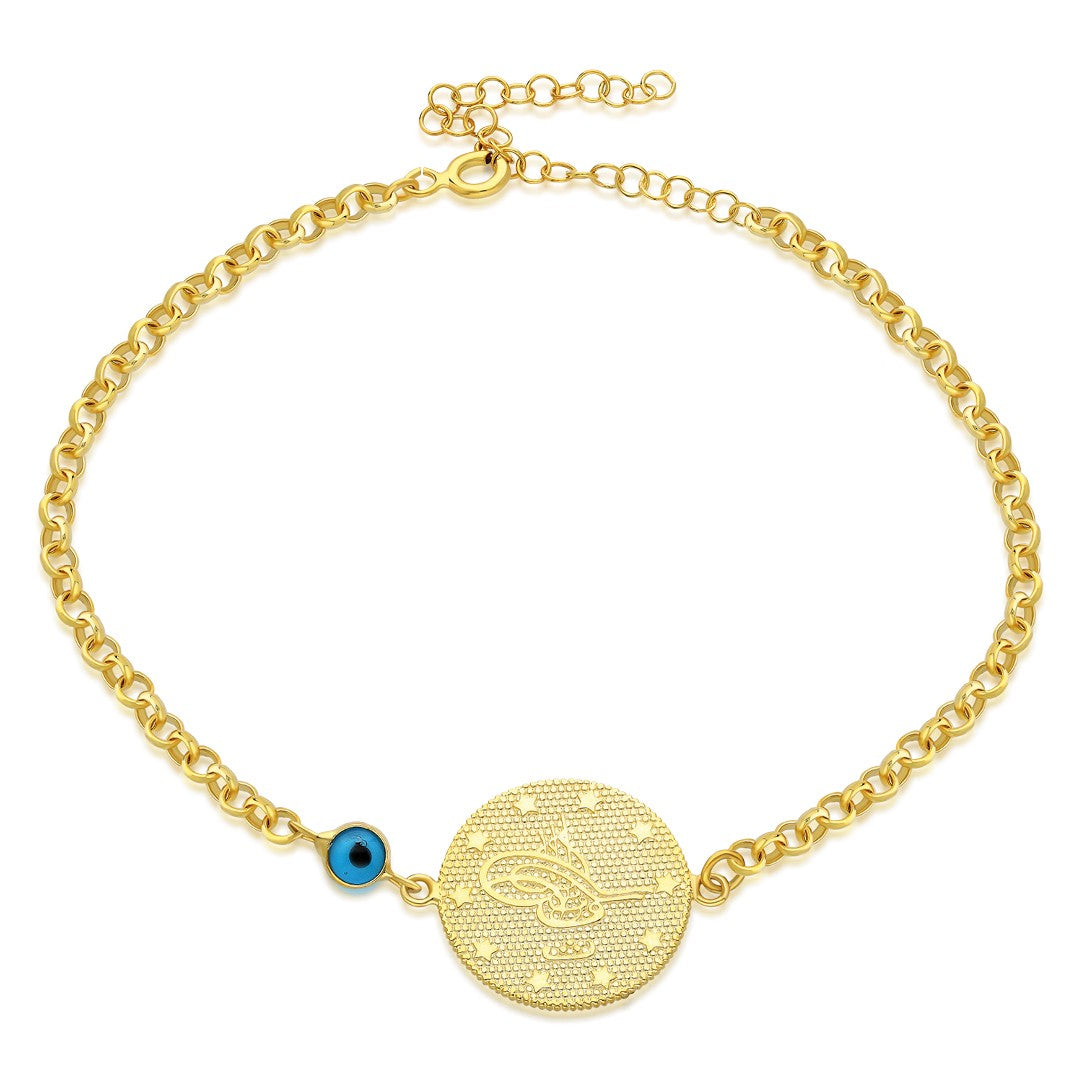 Nazar Tuğralı Zincir Bileklik - 925 GÜMÜŞ