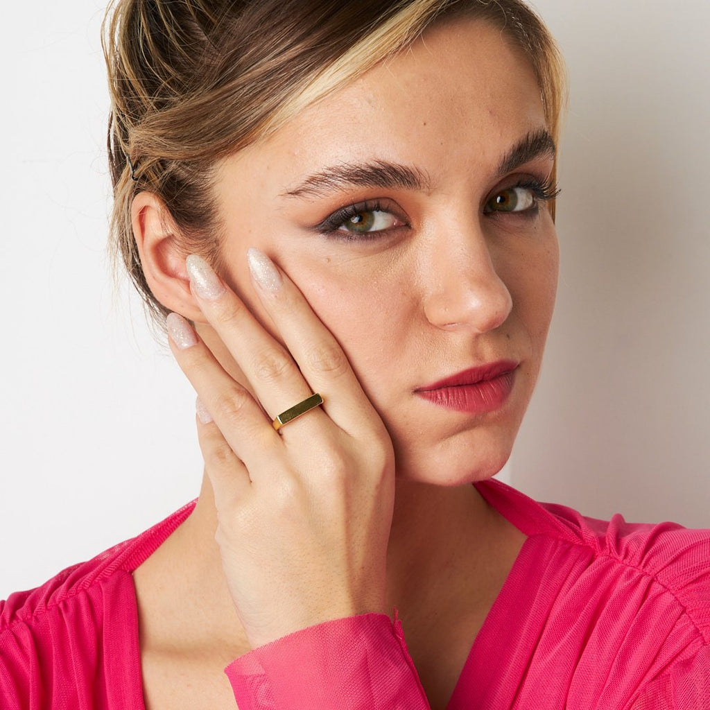 Düz Dikdörtgen Yüzük - 925 GÜMÜŞ