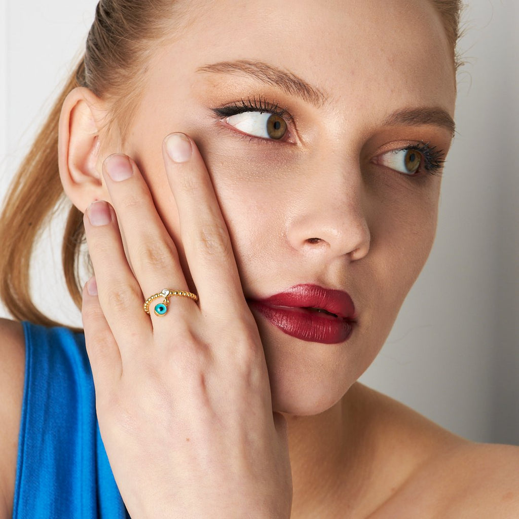 Nazar Taşlı Yüzük - 925 GÜMÜŞ