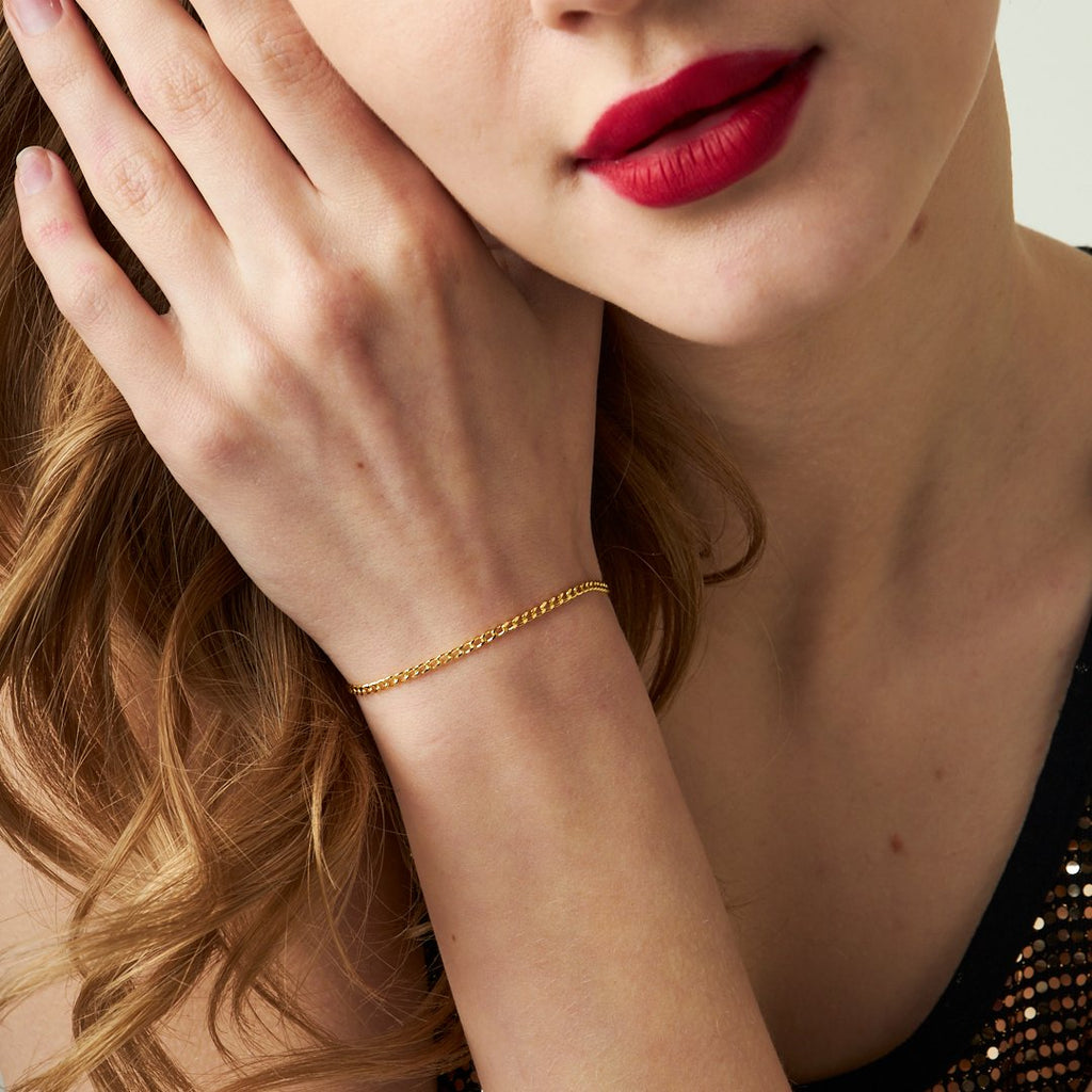 İnce Bağlantılı Zincir Bileklik - 925 GÜMÜŞ