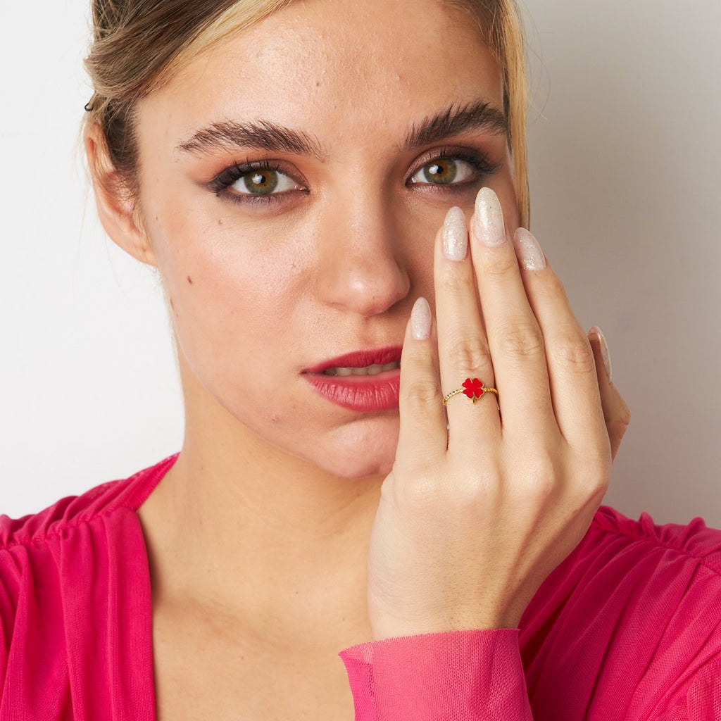 Şanslı Yonca Yüzüğü - 925 GÜMÜŞ