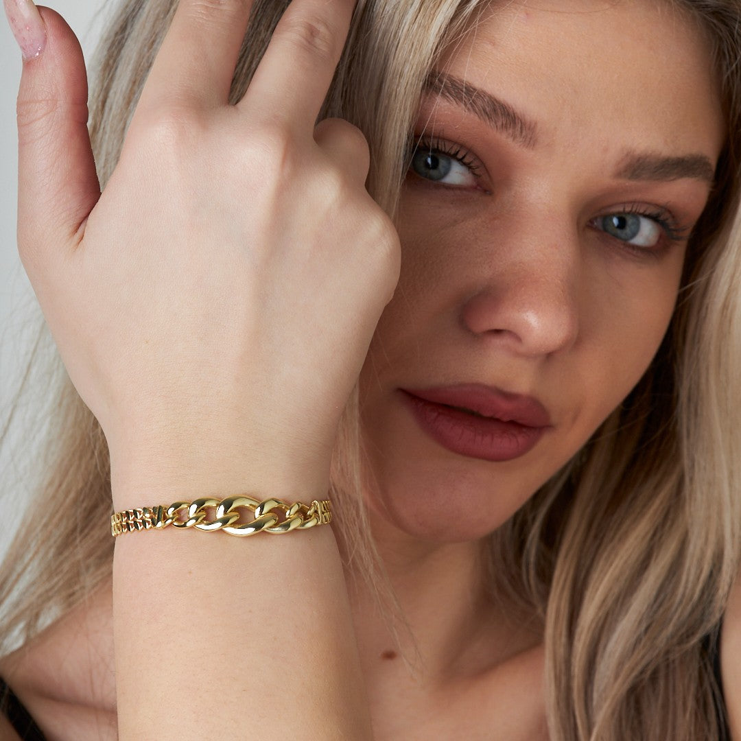 Kalın Pullu Kemer Bileklik - 925 GÜMÜŞ