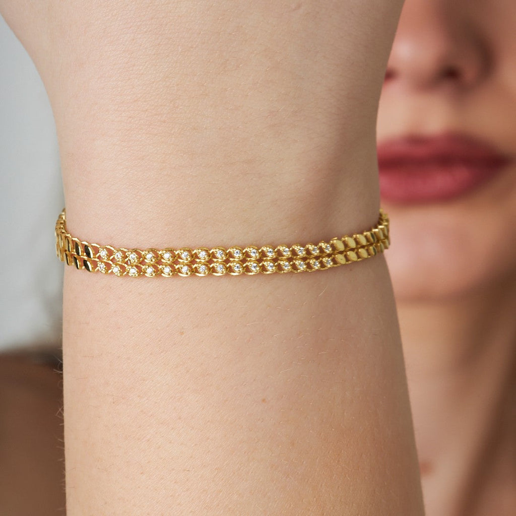 Modern Taş Pullu Bileklik - 925 GÜMÜŞ