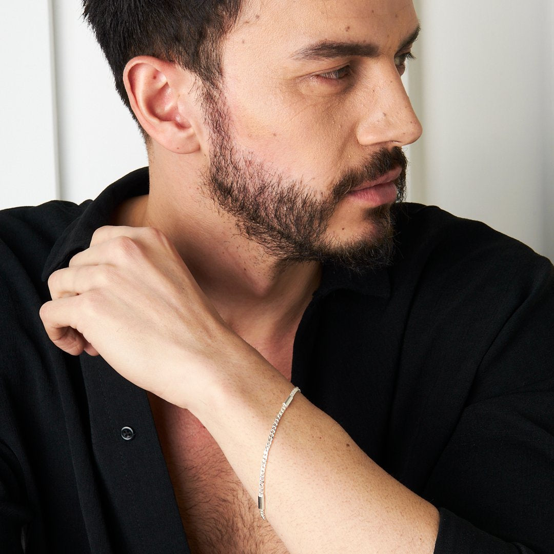Parçalı Gurme Zincir Bileklik - 925 GÜMÜŞ