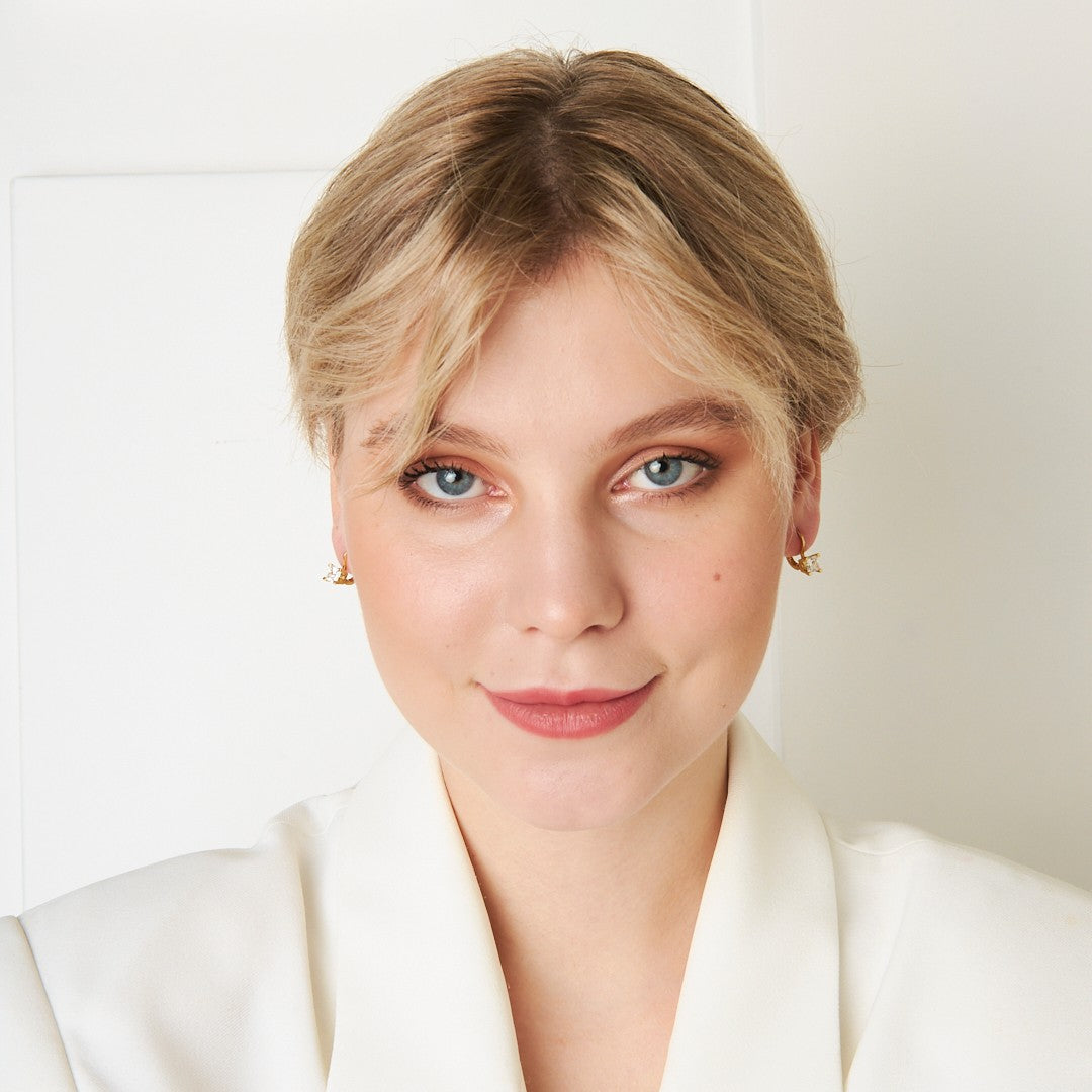 Işıltılı Tektaş Küpeler - 925 GÜMÜŞ